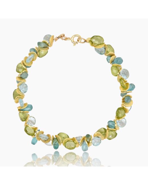 Lori Kaplan Design Metallic Signature Ocean Wave Peridot Apatite Topaz Bracelet
