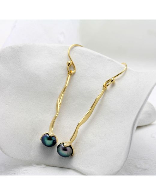 Isla Silver Metallic Molten Pearl Drop Earrings