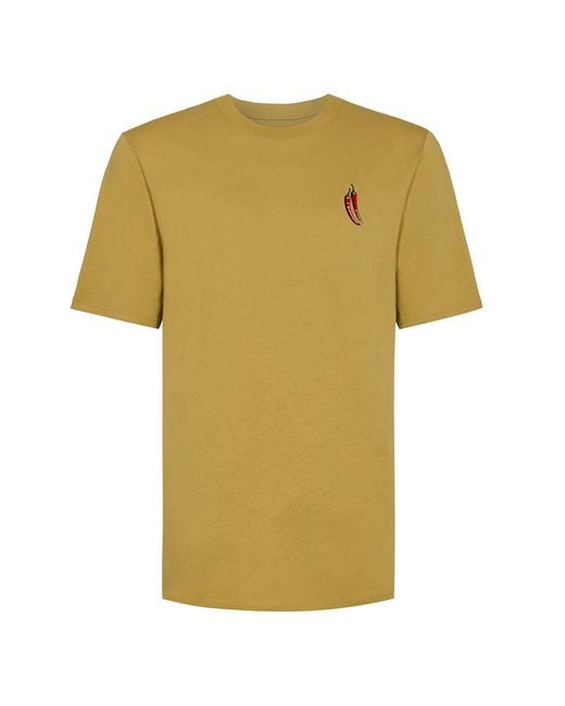 INGMARSON Yellow Chilli Embroidered Organic Cotton T-Shirt for men