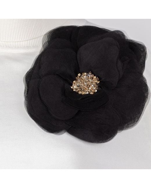 House of Laines London White Neutrals Laines Couture Embellished Corsage Knitted Roll Neck Jumper
