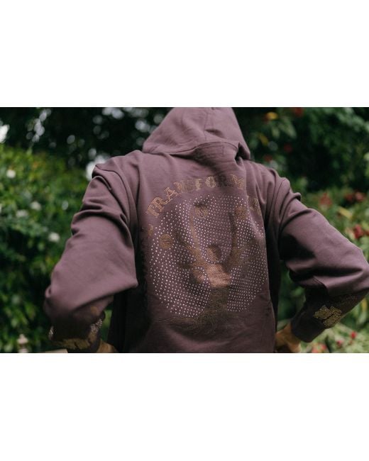Miracles Manifester Purple Positive Affirmation Hoodie With Rhinestone Design