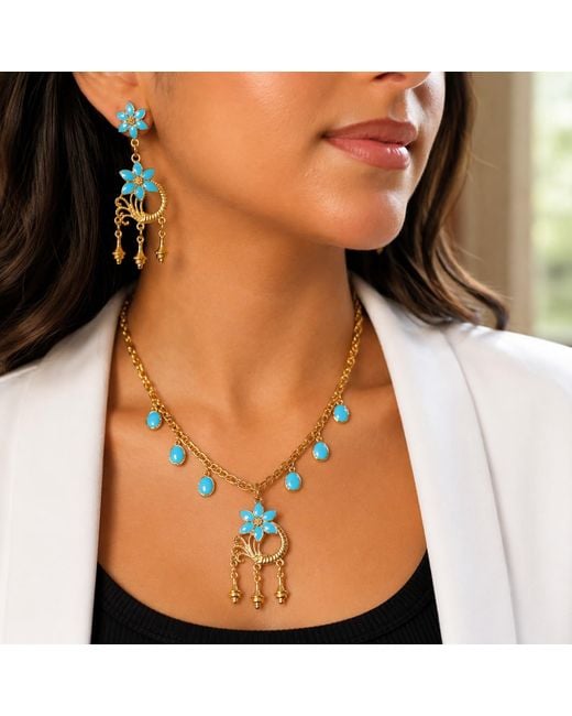 Caramel Vintage Jewellery Blue Summer Flower Earrings