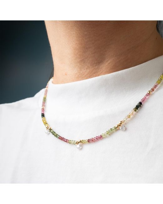 Kate Koel Metallic Watermelon Tourmaline Beaded Necklace