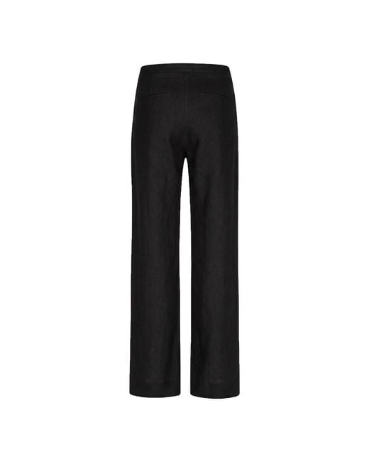 Maison Tangerine Black Wide Leg Linen Long Trousers For