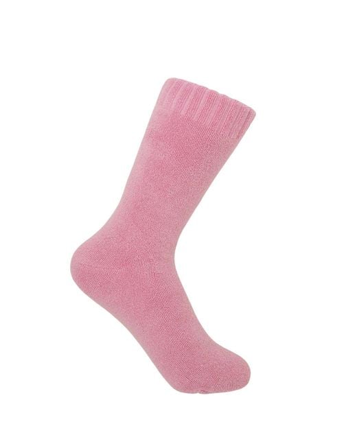 Peper Harow - Made in England Pink Ribbed Cuff Bed Socks