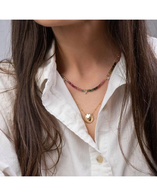 Kate Koel Metallic Watermelon Tourmaline Beaded Necklace