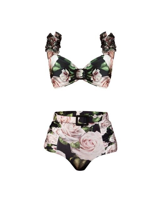 Nur Karaata Black Lily Top Bloom Bikini Set