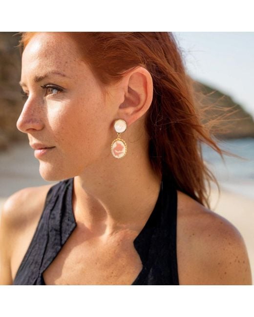 Vintouch Italy Metallic Goldfish Cameo Earrings With Pearls