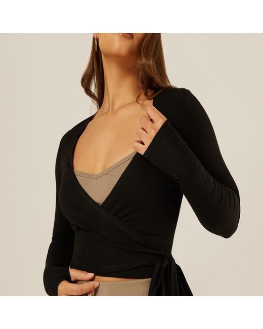 Be Athletica Black The Ultimate Ballet Wrap-Top