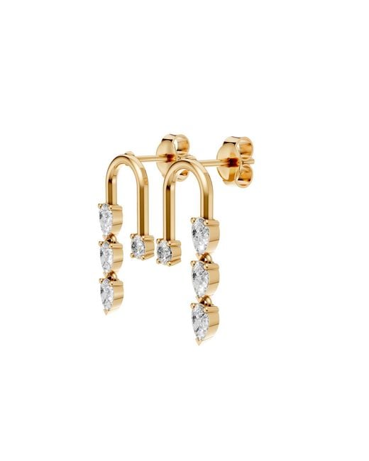 Aya Fine Jewelry Metallic Round & Pear Minimalist Open Hoop Lab Diamond Earrings