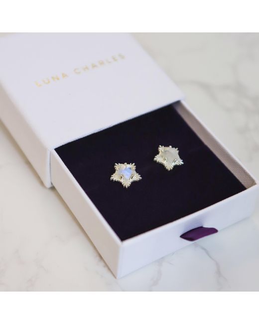 Luna Charles Metallic Felicity Moonstone Spiky Star Stud Earrings