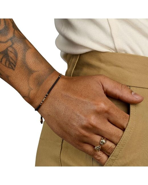 Nialaya Brown Beaded String Bracelet for men