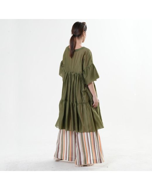 Metamorph Green Oversize Sheer Tunic