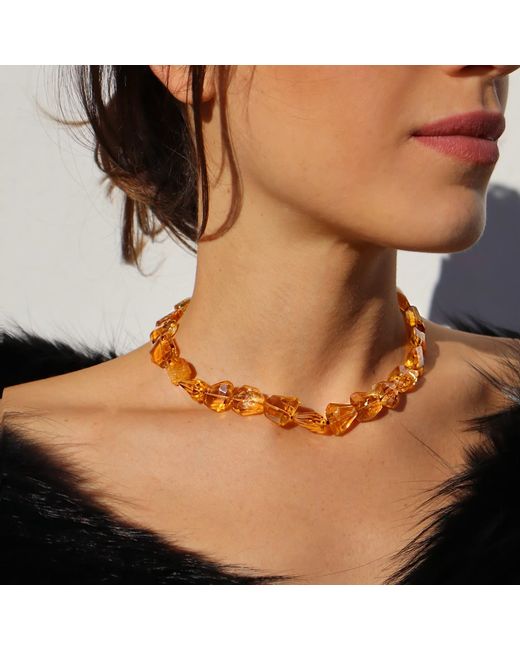 Mineralgems•Studio Metallic Madeira Citrine Quartz Necklace
