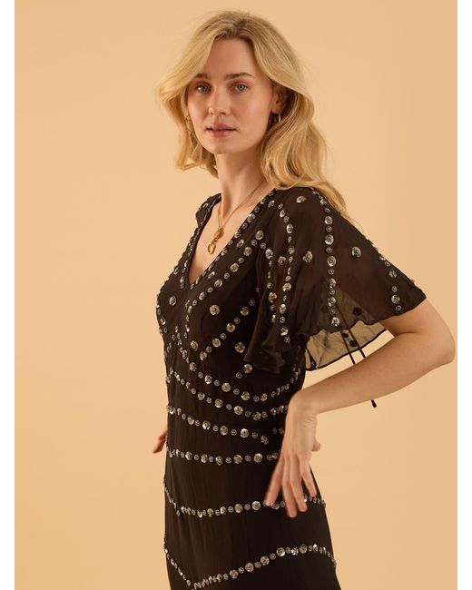 Rose & Nancy Black Rose Sequin Maxi Dress
