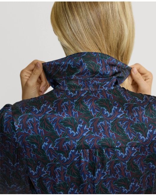 Really Wild Clothing Blue Birch Print Silk Shirt Dress