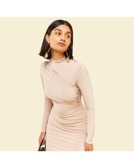 Celestine & Mae Natural Neutrals Eustoma Mini Dress