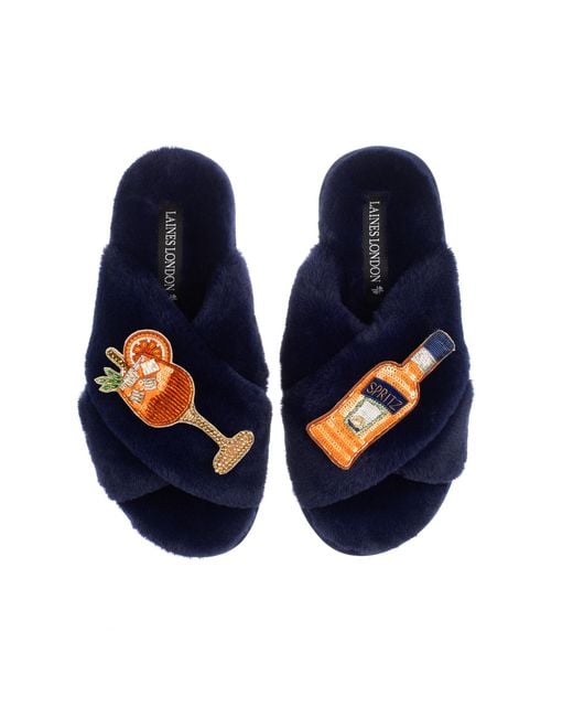 Laines London Blue Classic Laines Slippers With Summer Spritzer Brooches