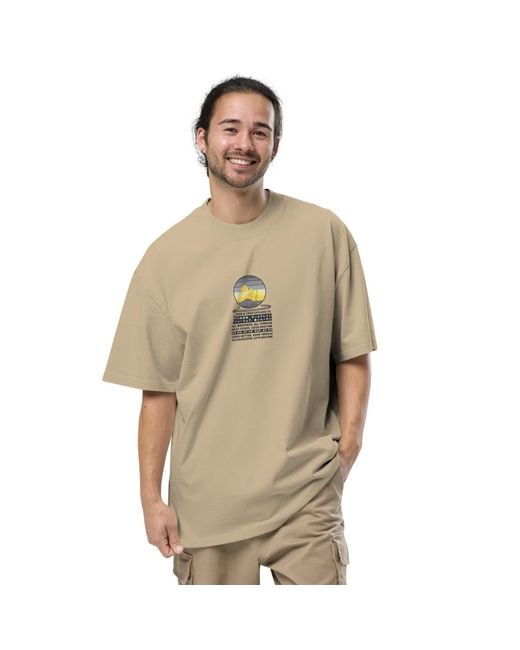 Anchor and Crew Natural Faded Khaki Desert Surf Explore Co. Oversized Cotton T-Shirt for men
