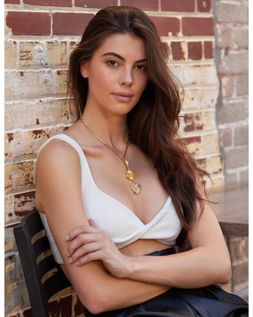 Adriana Pappas Designs Metallic Golden Rays Drop Necklace