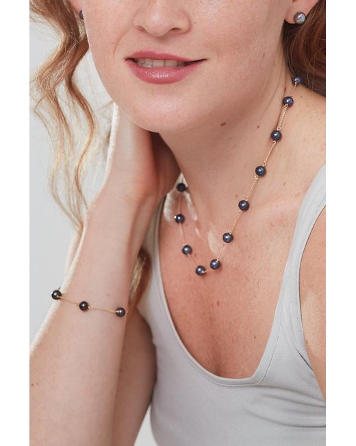 Pearls of the Orient Online Metallic Gratia Plated Chain Bracelet With Cultured Freshwater Pearls