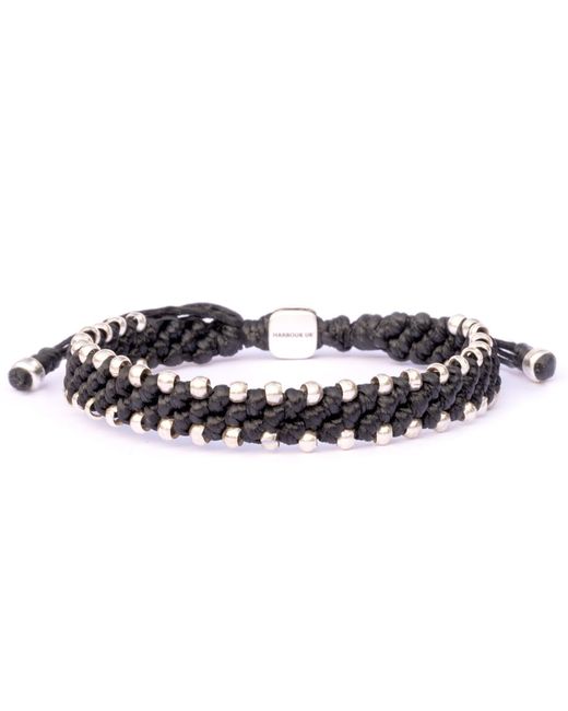 Harbour UK Bracelets Mens Black Rope & Sterling Silver Bracelet. Chunky