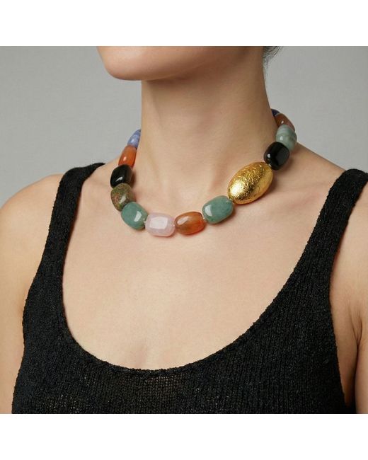 Jaredjamin Metallic Earthen Elegance Gemstone Necklace