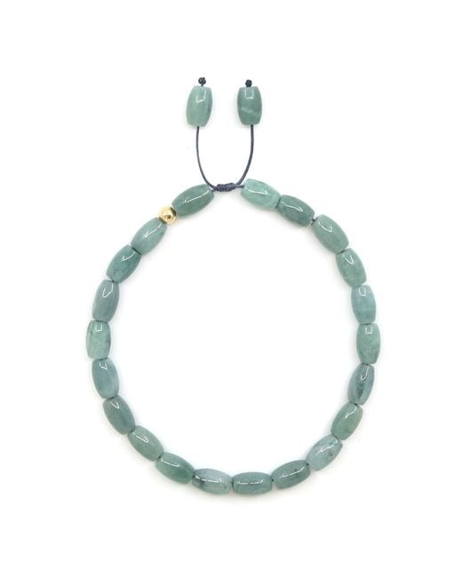 Shar Oke Blue Barrel Jade & 14K Solid Bracelet for men