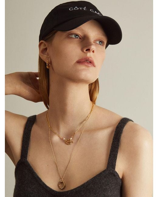 Cote Cache Metallic Organic Pendant Necklace