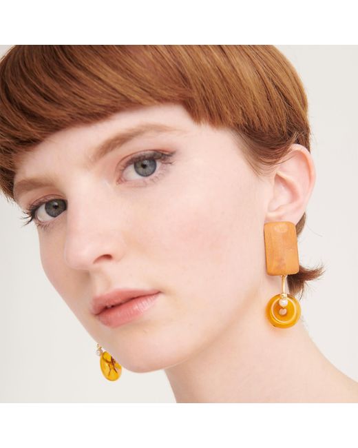 Paisie Metallic Geometric Pine Wood Earrings