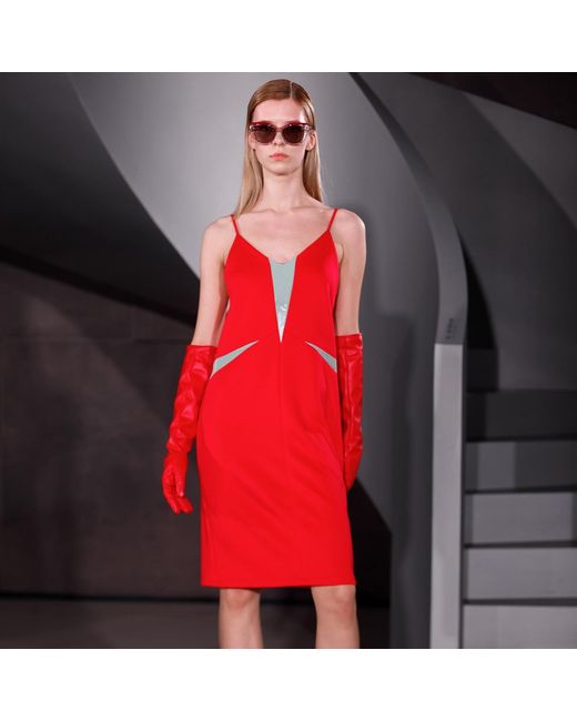 Laura Daili Red Geometric Grace Midi Dress