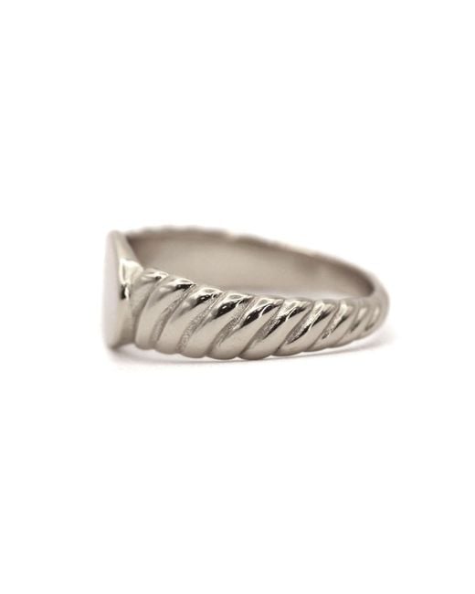 VicStoneNYC Fine Jewelry White Screw Band Design Oval Signet Ring for men