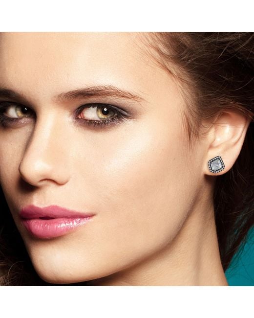 Artisan Metallic 18K With Genuine Ice Diamond Stud Earrings