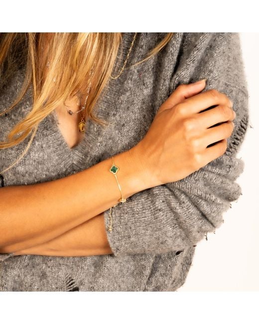 Shaded the Label Metallic Niamh Malachite Clover Adjustable Bracelet