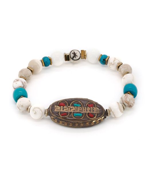 Ebru Jewelry Metallic Om Mani Padme Hum Nepal Bracelet