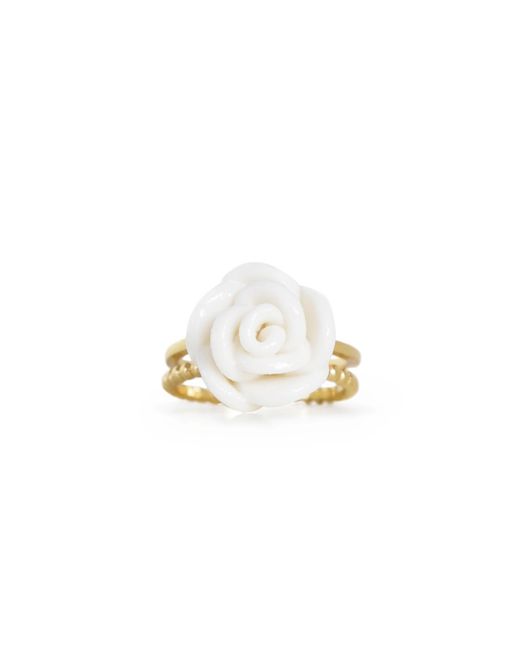 POPORCELAIN White Cloud Porcelain Rose Ring
