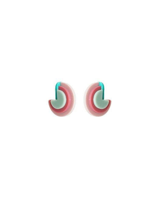 Gissa Bicalho Pink Handmade Acrylic Earring Discs Layers Candy