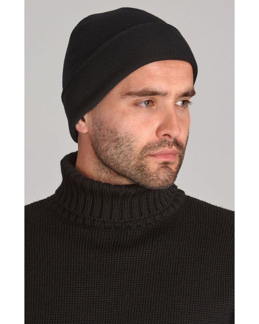 Paul James Knitwear Black Heavyweight Extra Fine Merino Wool Amble Watch Cap for men
