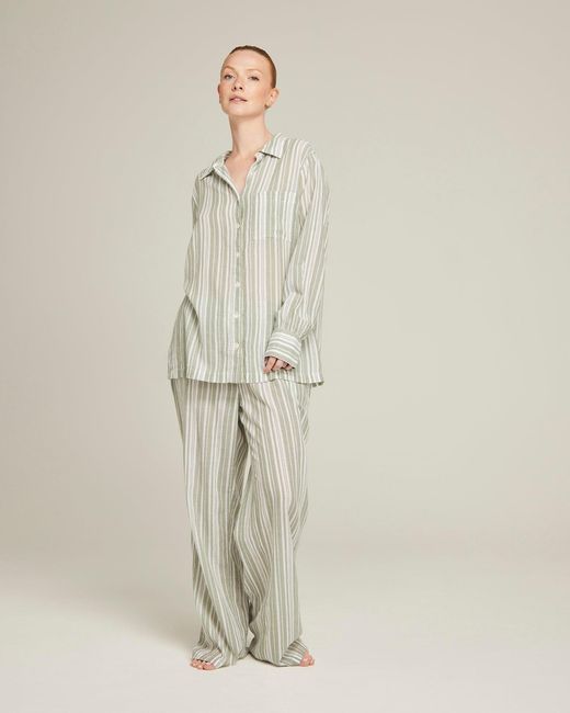 Nudea Gray The Midi Shirt -Sage Stripe