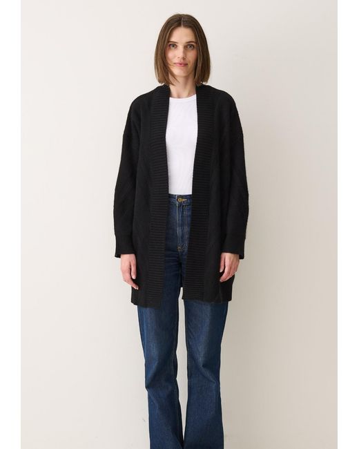 Loop Cashmere Black Textured Chevron Cardigan