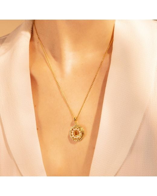 Aurozia Metallic Pearls Of Fortune Coin Plated Pearl Pendant Necklace