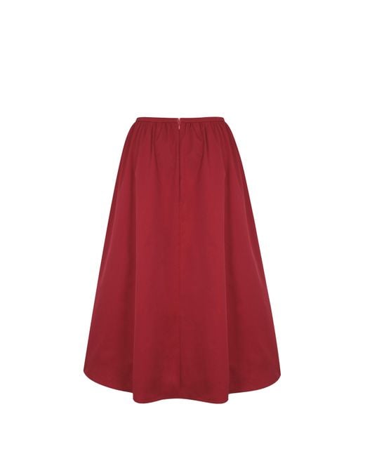 Miss Circle New York Ursel Crimson Gathered A-Line Midi Skirt