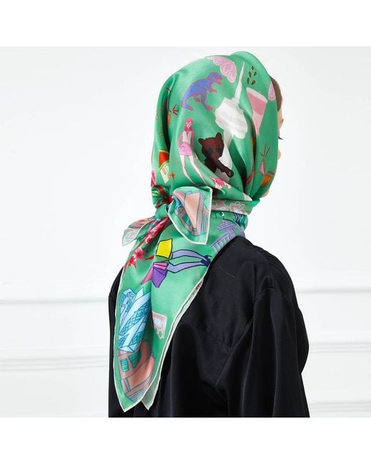 Soft Strokes Silk Green Toronto Pure Silk Large Square Scarf