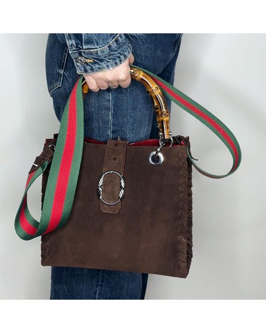 Ruj Heritage Brown Bamboo Bag Suede Cioccolato