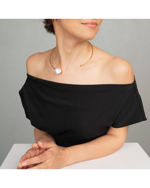 Silver Moon Metallic Sterling Necklace With Pearl