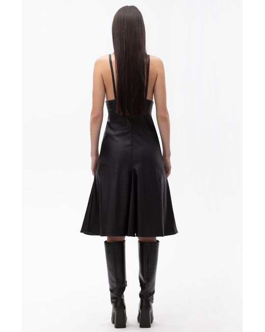 Maison Bogomil Black Strappy Faux Leather Midi Dress