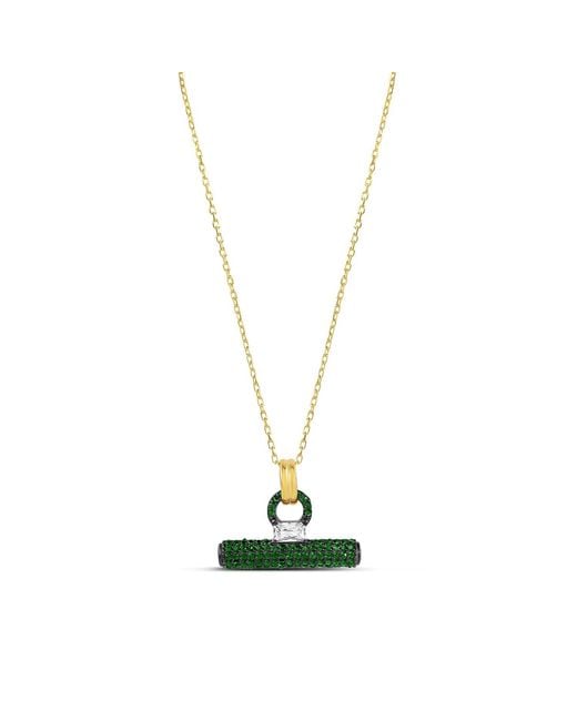 SHYMI Metallic Pave T Bar Necklace