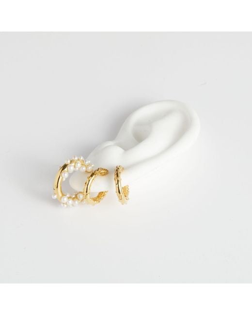 Kasun Metallic Pearl Cluster Hoop Earring Vermeil