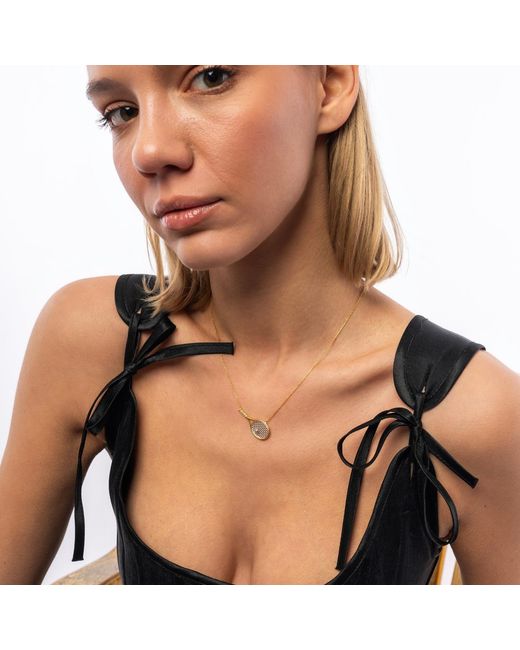 Spero London Metallic Sterling Tennis Racket Necklace