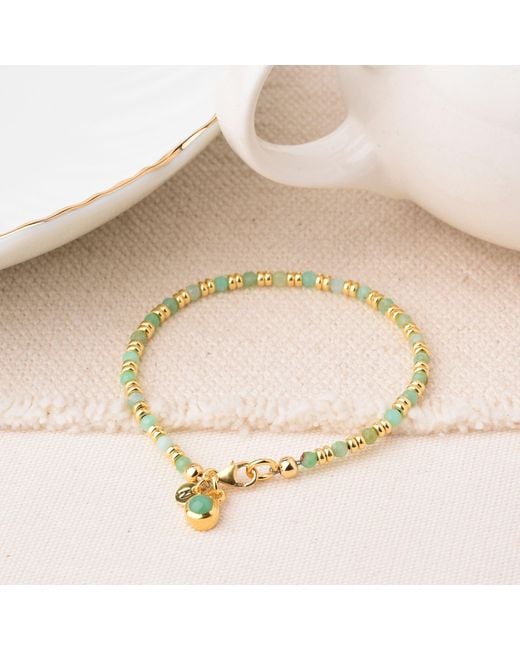 Nellou Jewellery Metallic Linear May Birthstone Bracelet Chrysoprase Sterling